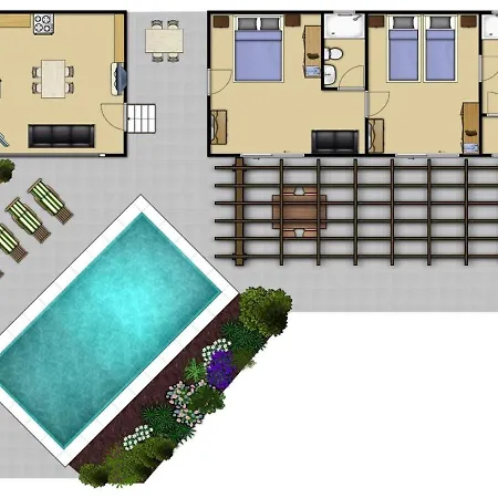 Sleeps 5 Pool Air Con Wifi * ארגוסטולי
